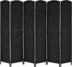 HOMCOM Room Divider, 6 Panel Folding Privacy Screen, 6FT Tall Portable Wicker