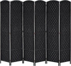 HOMCOM Room Divider, 6 Panel Folding Privacy Screen, 6FT Tall Portable Wicker by HOMCOM