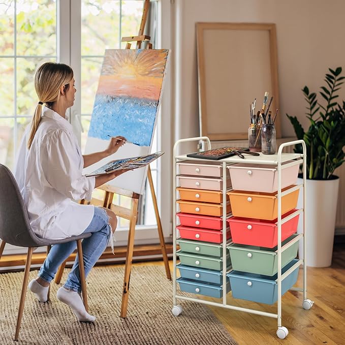 GOFLAME 15-Drawer Rolling Storage Cart, Craft Storage Cart - Image 8