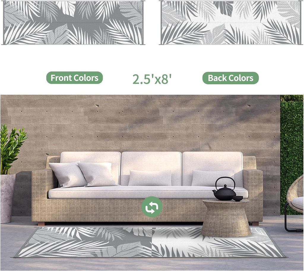 genimo outdoor rug, waterproof plastic runner rugs, 2.5'x8' shown in use