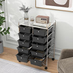 HAPPYGRILL 10-Drawer Rolling Storage Cart, Storage Organizer Cart - Image 2