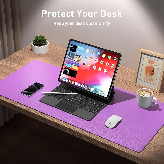 Aothia Leather Desk Pad Protector, Office Desk Mat, Large Mouse Pad, Non-Slip - Image 3
