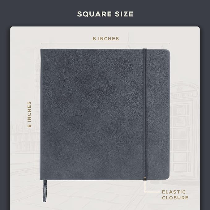 Beechmore Books Square Sketchbook – 8x8 Premium Vegan Leather Bound Large - Image 3