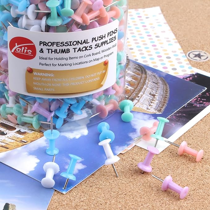 Yalis Push Pins 600 Count Macarone Colors, Standard Multicolored Thumb Tacks - Image 5