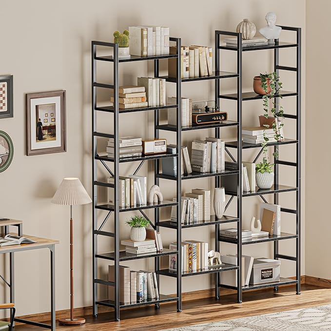 SUPERJARE Triple 6 Tier Bookshelf, Bookcase - Image 5