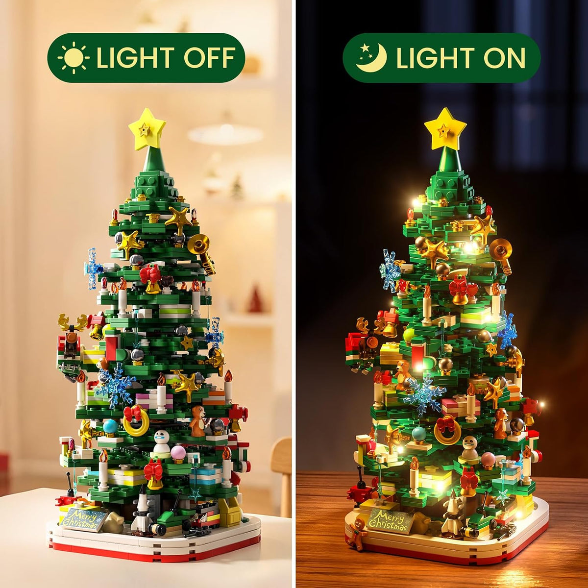 Advent Calendar 2026,Christmas Tree Building Kit with Lights,1083 Piece