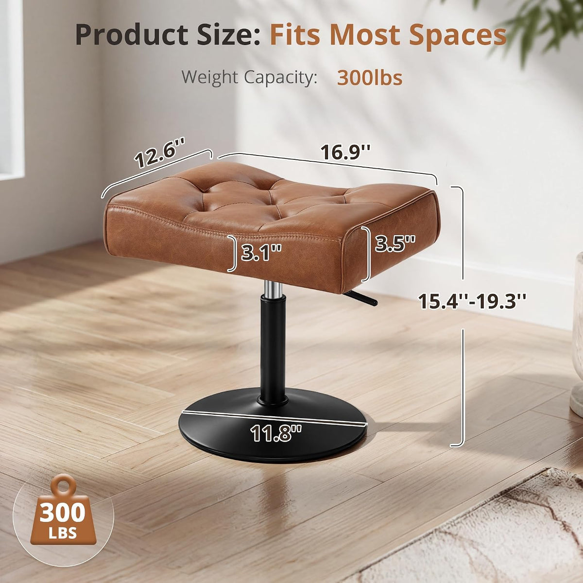 LUE BONA Adjustable Office Foot Rest Under Desk, Vanity Saddle Stool, Brown