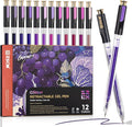 ZSCM Retractable Glitter Gel Pens, 12 Colors Large Capacity Purple Glitter by ZSCM