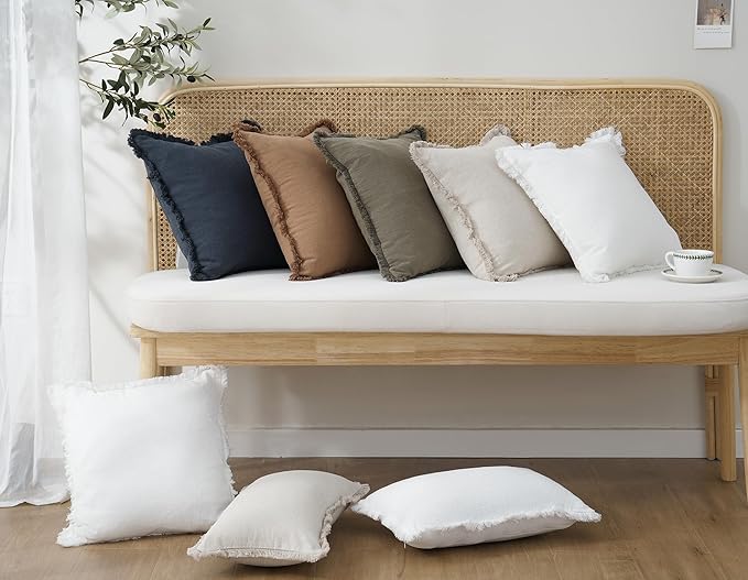 Foindtower Set of 2 Decorative Linen Fringe Throw Pillow Covers Cozy Boho - Image 7