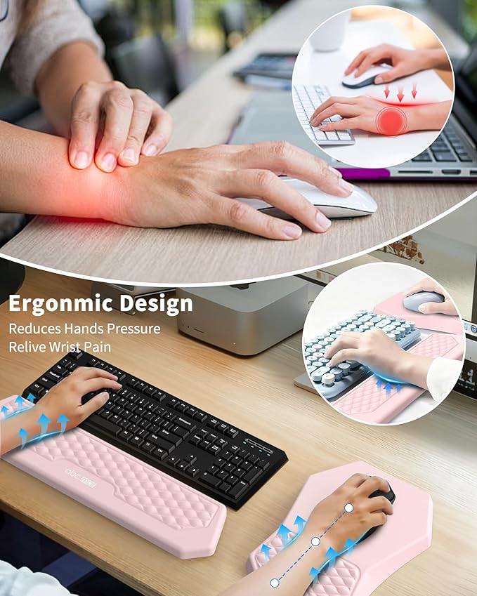 Ergonomic Mouse Pad and Keyboard Wrist Rest Support Set, Massage Design Mousepad - Image 2