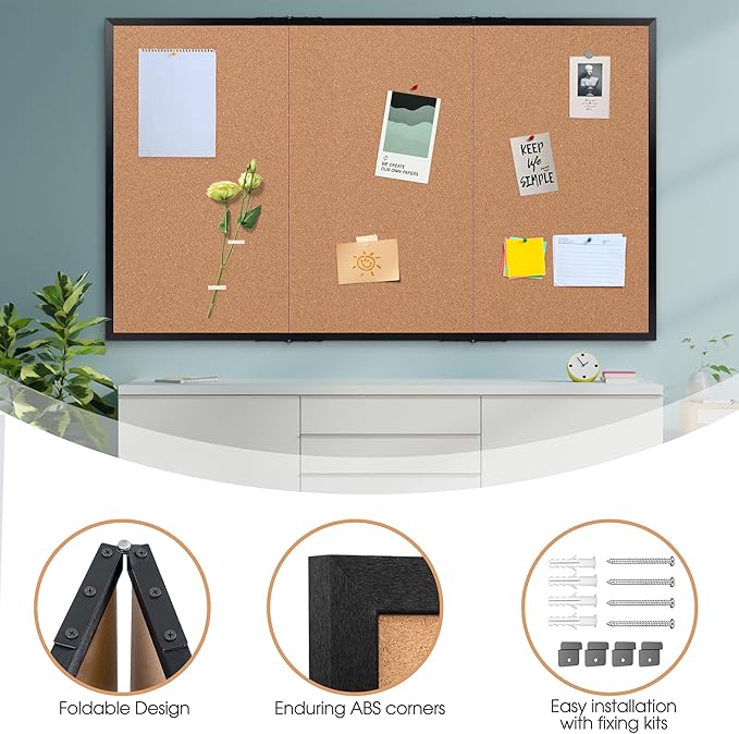 Board2by Extra Large Cork Bulletin Board 96" X 48", Foldable Notice Pin Board - Image 5