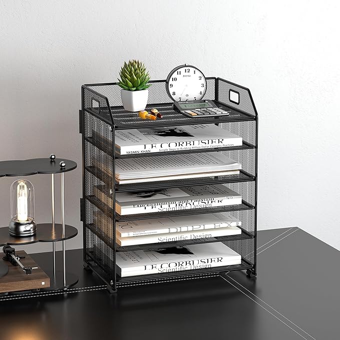 6 Tier Desk Organizer, Heavy-Duty Thick Metal Letter Tray Organizer, Large - Image 2