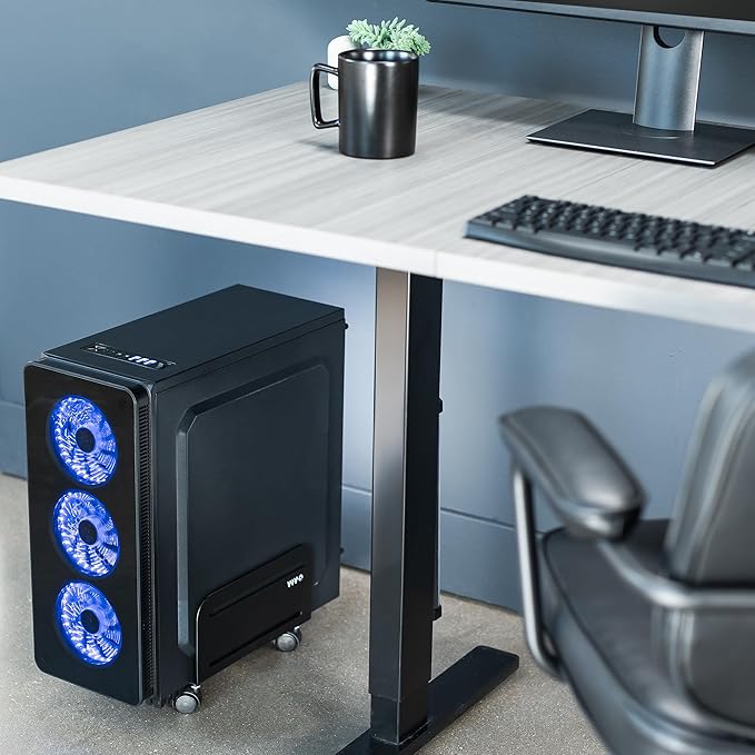 VIVO Computer Mid-Tower Case, CPU Steel Rolling Stand, Adjustable Mobile Cart - Image 9