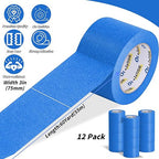 12 Rolls Blue Painters Tape Bulk 3 inch x 60 Yards, Total 720 Yd, Painters - Image 2
