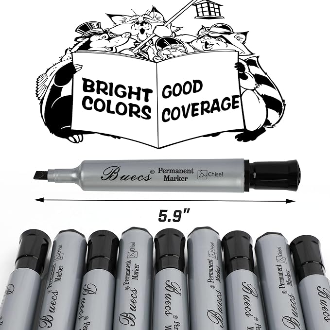 Buecs Permanent Markers, Chisel tip, Waterproof &Fade Resistant, Quick Drying - Image 4
