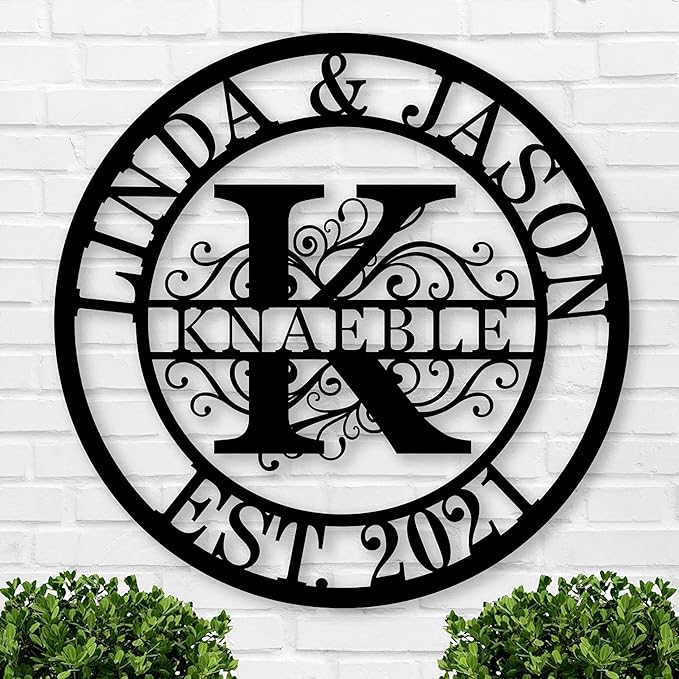 Personalized Metal Name Signs, Split Letter Monogram Wall Decor, Custom Last by Unknown