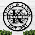 Personalized Metal Name Signs, Split Letter Monogram Wall Decor, Custom Last by Unknown