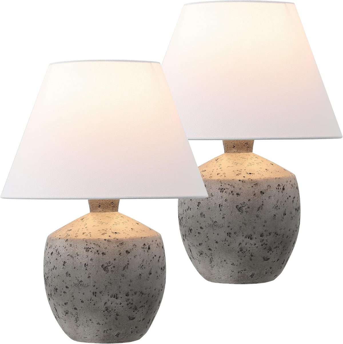 JONATHAN Y Myron 18" Concrete Effect Table Lamp, Antique Gray, Set of 2