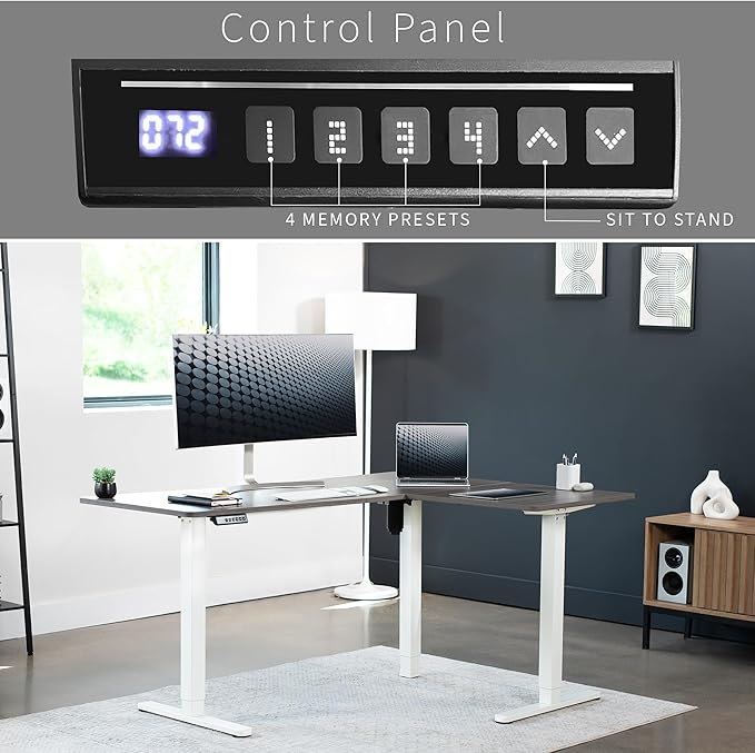 VIVO Electric Corner 63 x 47 inch L-Shaped Standing Desk, Memory Height - Image 5
