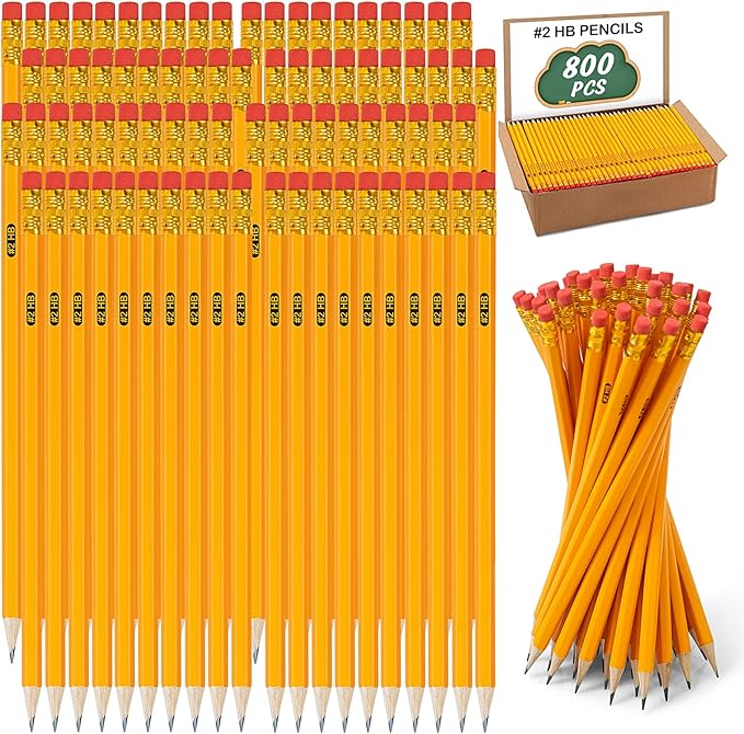 IKAYAS 800 Pack #2 HB Pencils Bulk Yellow Sharpened Pencils by IKAYAS