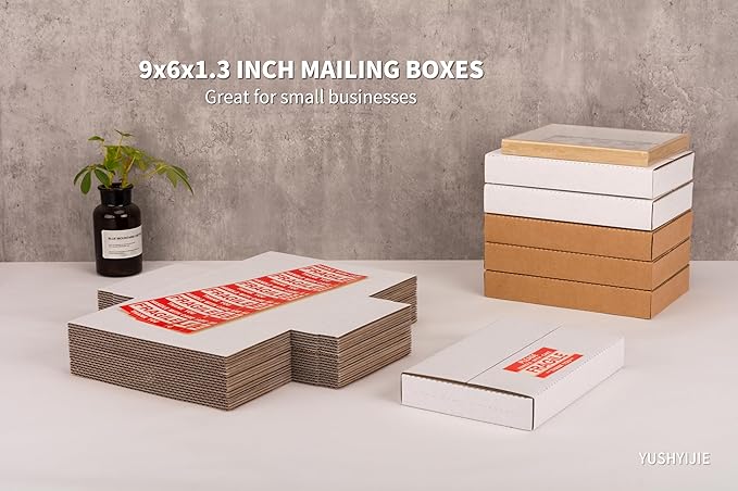 YUSHYIJIE 9x6x1.3 inch Small Shipping Boxes, 25 Pack - Image 2