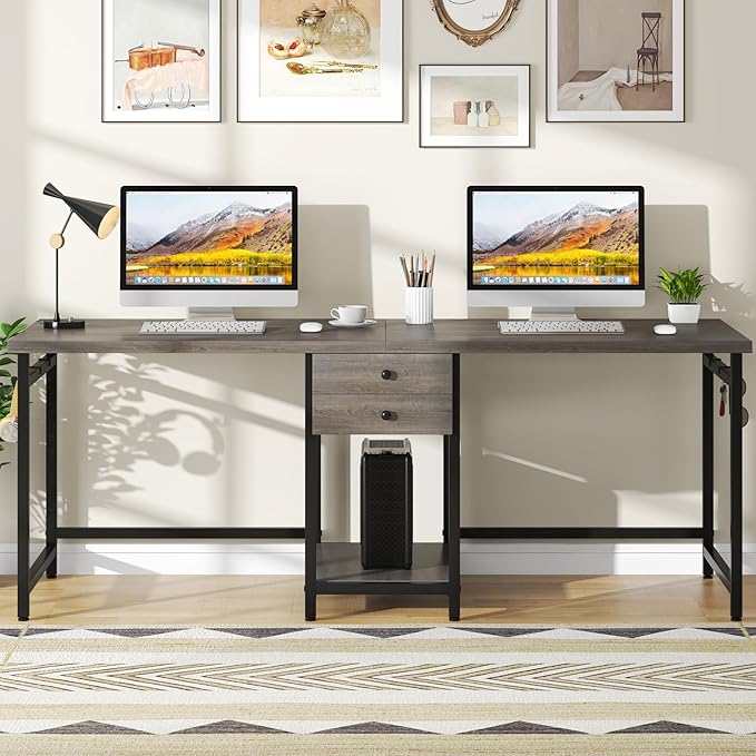Tribesigns 79 Inch Extra Long Desk, Two Person Desk - Image 7