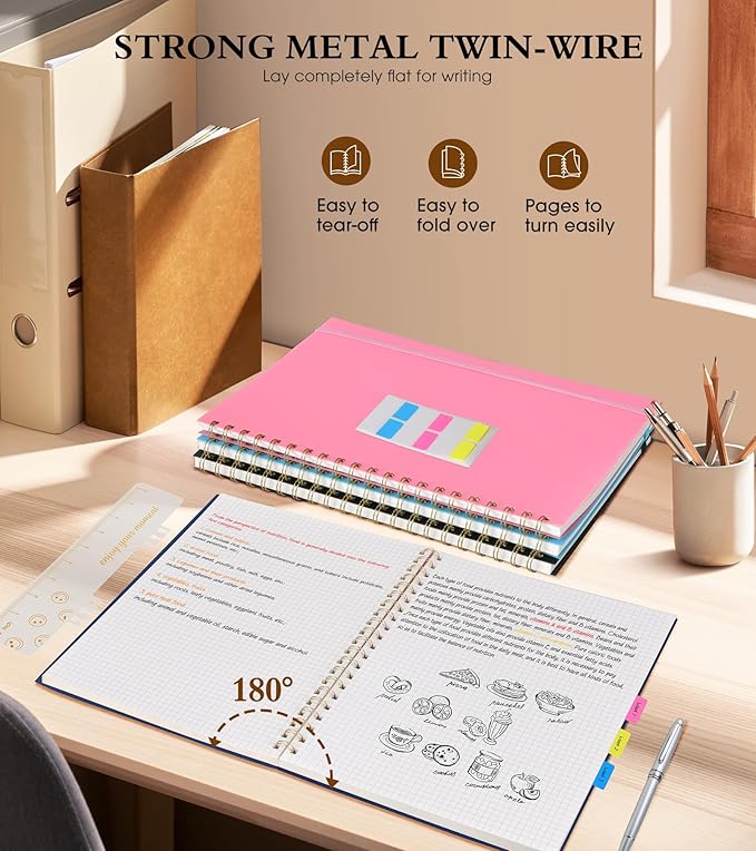 Graph Paper Notebook, Spiral Notebook Journal 8.5” x 11”, A4 Large Grid - Image 6