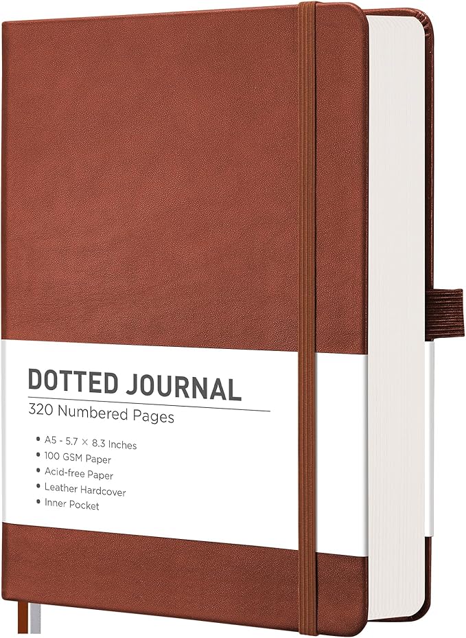 RETTACY Bullet Dotted Journal Notebook, 320 Numbered Pages, A5 Medium Size by RETTACY