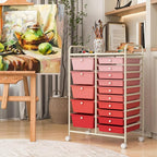 COSTWAY 15 Drawers Storage Cart, Mobile Tools Scrapbook Paper Organizer Cart - Image 7