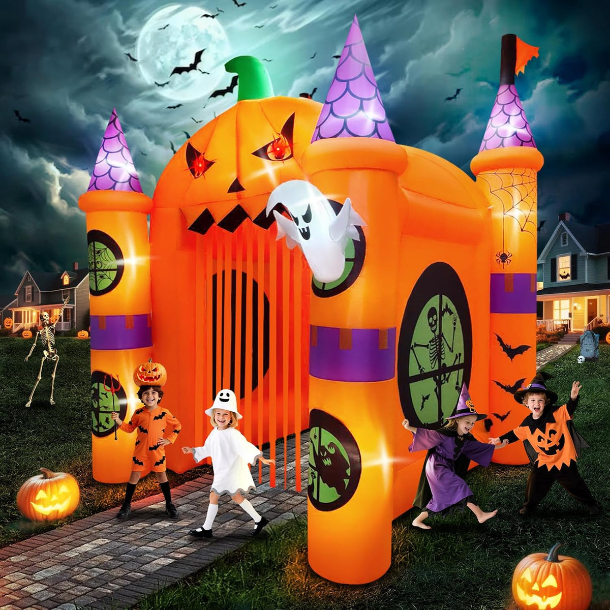 Kalolary 12FT Halloween Inflatables Archway Giant Pumpkin Arch Inflatable