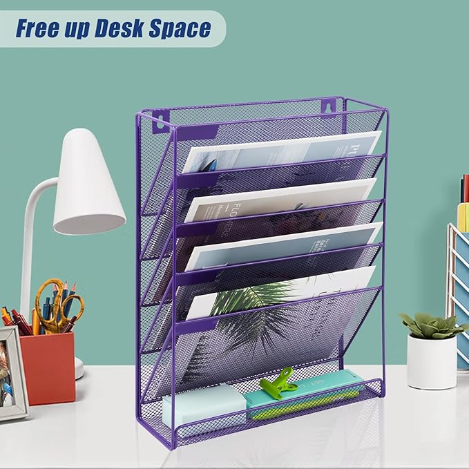 EASEPRES Desk File Organizer Mesh 6-Tier, Hanging Wall Mount Document - Image 4