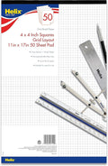 Helix - Bond Paper Pad - 1 Inch Equals 4x4 Grid - 11 Inch x 17 Inch - 50 Sheet by MapedHelixUSA
