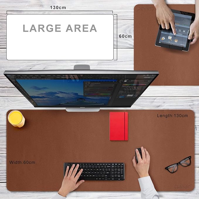 CENBBIE Leather Desk Mat Protector Super Large 51.18"x23.62" Desk Blotter Pad - Image 2