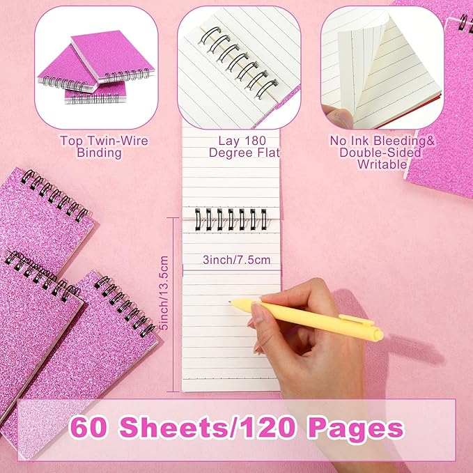 Tenceur 2 Pcs Pocket Notebook Small 3x5 Inch Spiral Notepads Mini Top Bound - Image 2