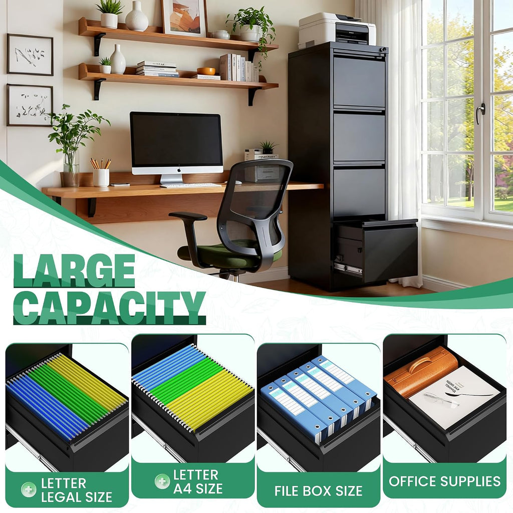 file cabinet 4 drawer with lock, vertical filing, package contents