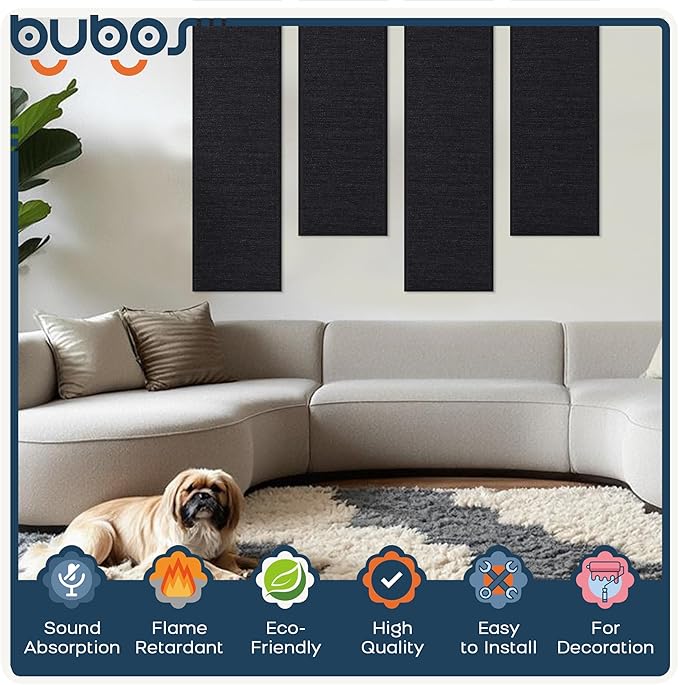 BUBOS 2 PCS Acoustic Panels, 47.2''x11.8'' Fabric Soundproof Wall Panels - Image 3