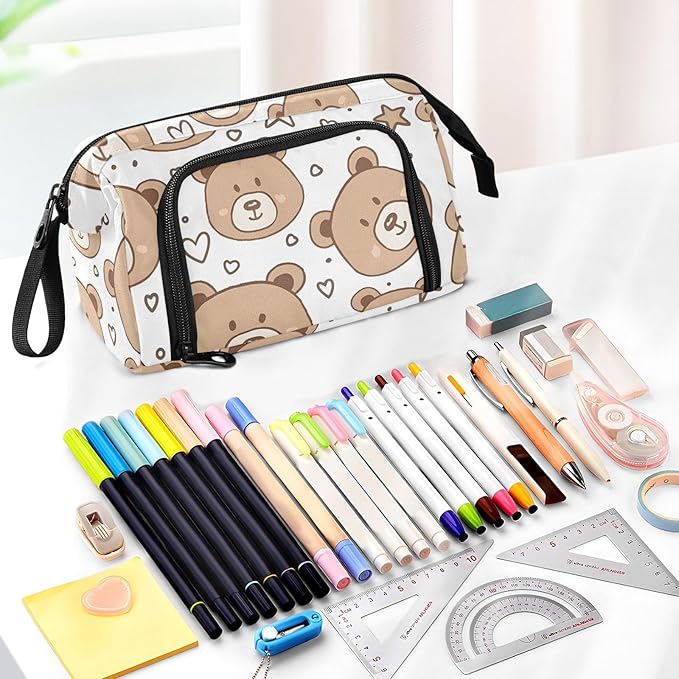 Bolaz Big Capacity Pencil Pen Case Pouch Bag School College Office Organizer - Image 5