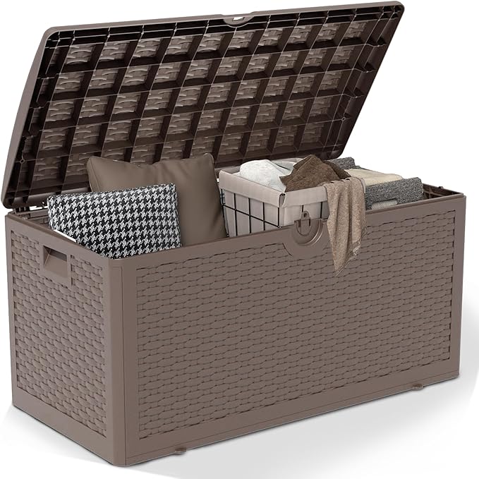 Yardgrace 80 Gallon Pro Resin Deck Box, Waterproof Outdoor Storage Bin by Unknown