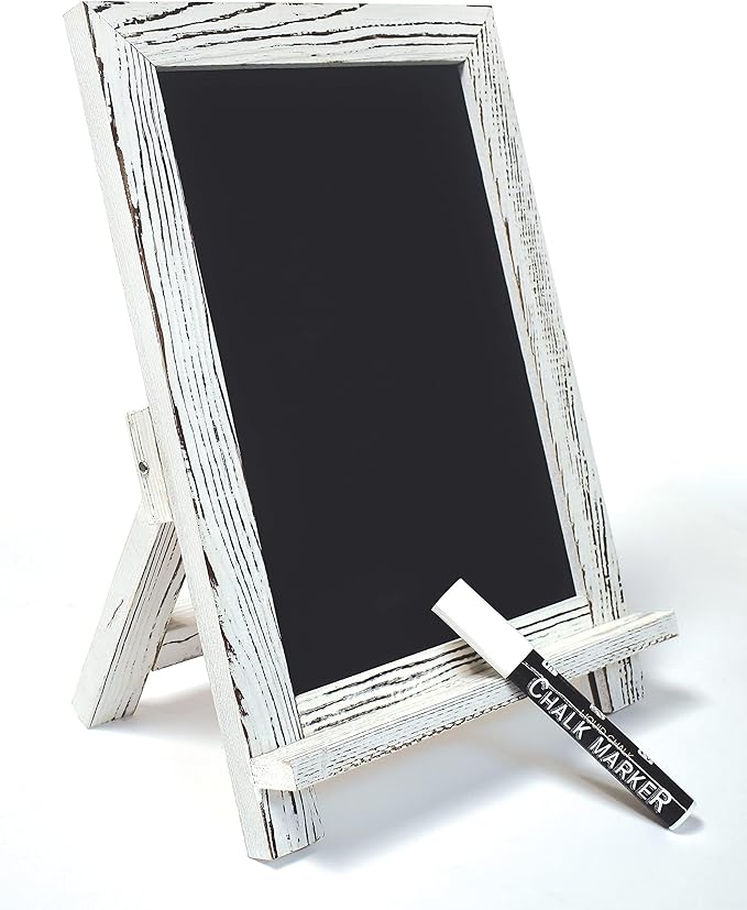 Better Office Products Framed Tabletop Chalkboard Sign, 9.5" x 14", Rustic Wood by BetterOfficeProducts