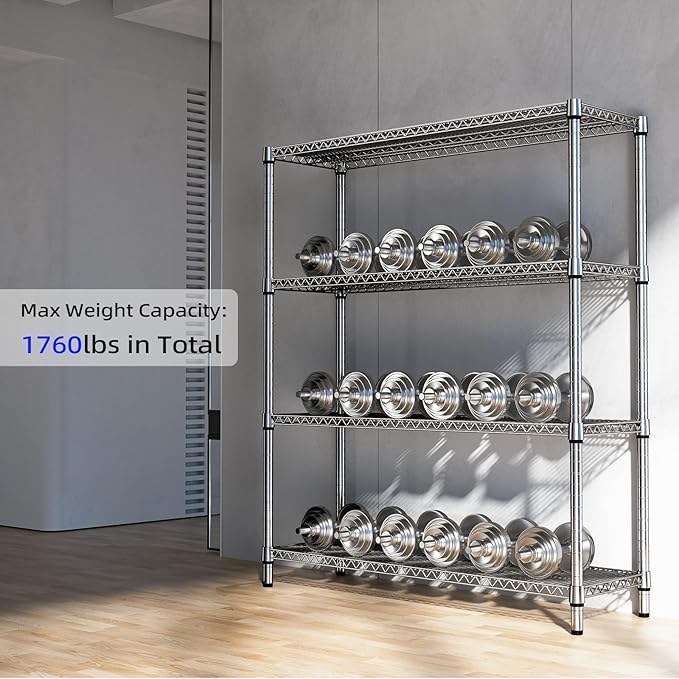 M MZG 1760 LBs 4 Tier Storage Rack Metal Wire Shelving Unit, Storage Standing - Image 7