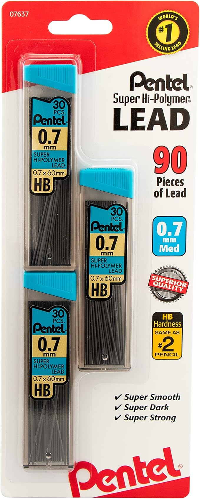 Pentel C27BPHB3K6 Super Hi-Polymer Lead Refills, 30 per Tube by PentelofAmerica