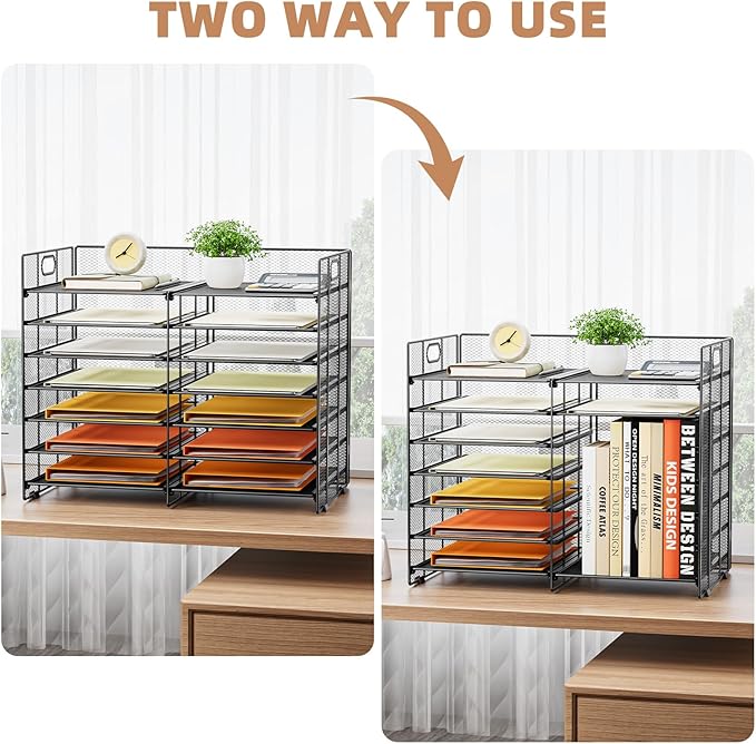 Marbrasse Desktop Literature Organizer, 12 Compartments Mesh Paper Organizer - Image 5