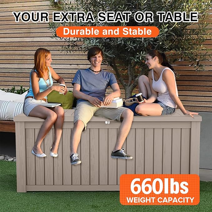 EasyUp 180 Gallon Deck Boxes Waterproof, Outdoor Large Storage Boxes - Image 4