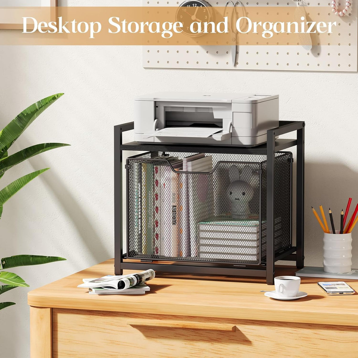 JKsmart Under Desk Storage, Printer Stand with Drawer, Rolling File Cabinet w...