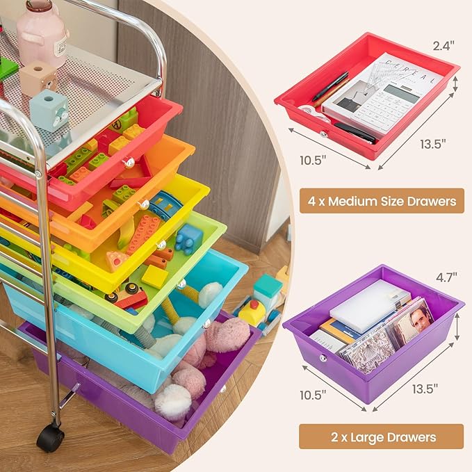 RELAX4LIFE 6-Drawer Rolling Storage Cart - Image 5