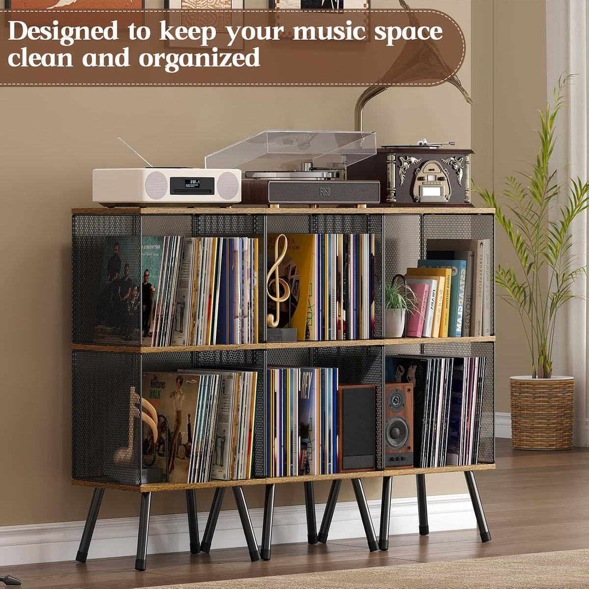 X-cosrack 3-Tier Record Player Stand, Turntable Stand with Storage up to 200 ...
