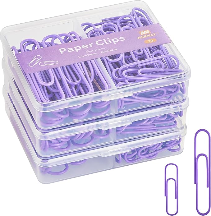 NEEWAY Colorful Paper Clips Assorted Sizes, Small and Large Paperclips by NEEWAY