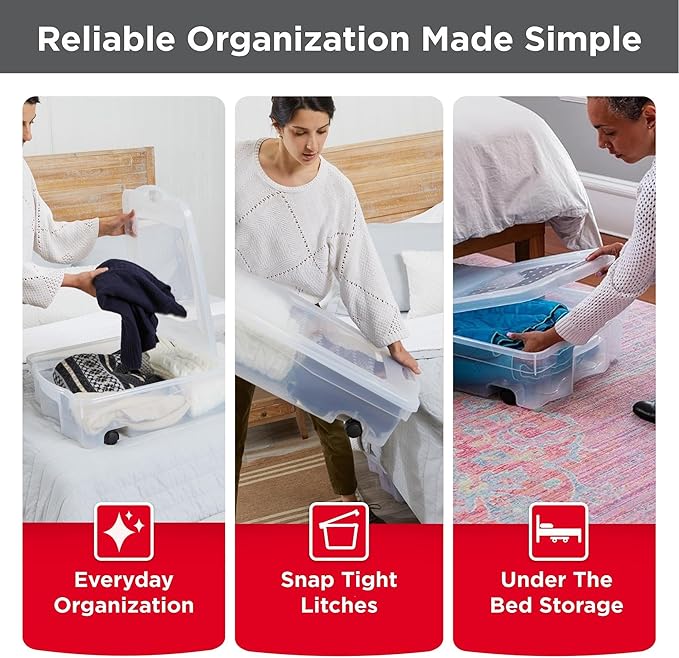 Rubbermaid 70 Quart Under the Bed Low Profile Storage Boxes - Image 3
