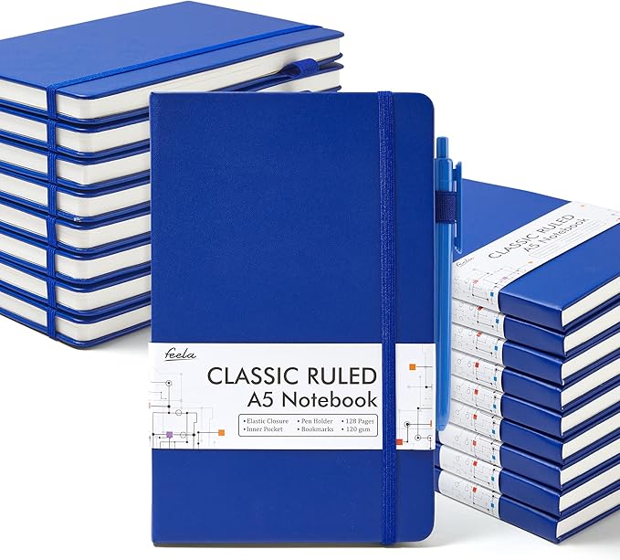feela College Ruled Notebooks, 18 Pack Business Notebook Bulk Hardcover Lined by feela