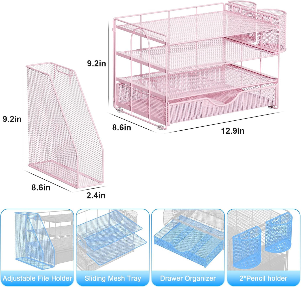 gianotter Desk Organizers and Accessories with File Holder, 4-Tier Desk Acces...